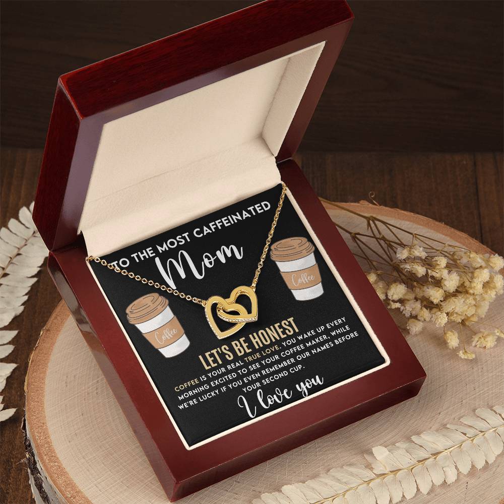 Caffeinated Mom Interlocking Hearts Necklace
