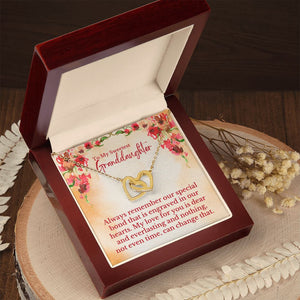 To My Sweetest Granddaughter - Special Bond That Is Engraved In Our Hearts Love, Grandpa & Grandma - Interlocking Hearts Necklace