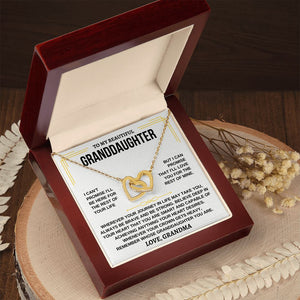 To My Granddaughter - Gold Vermeil Personalized Gift Set - Interlocking Hearts Necklace - Love, Grandma