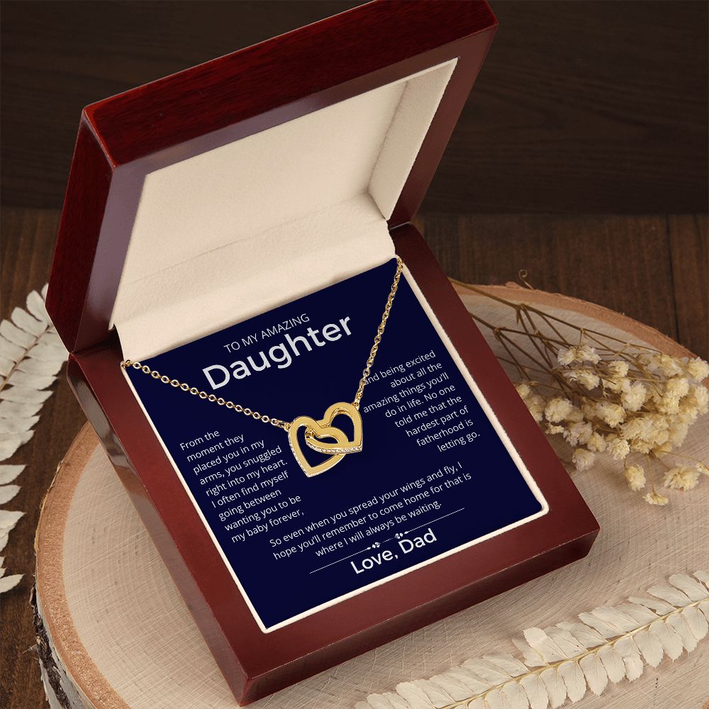 I Will Always Be Waiting - Interlocking Hearts Necklace For Daughter