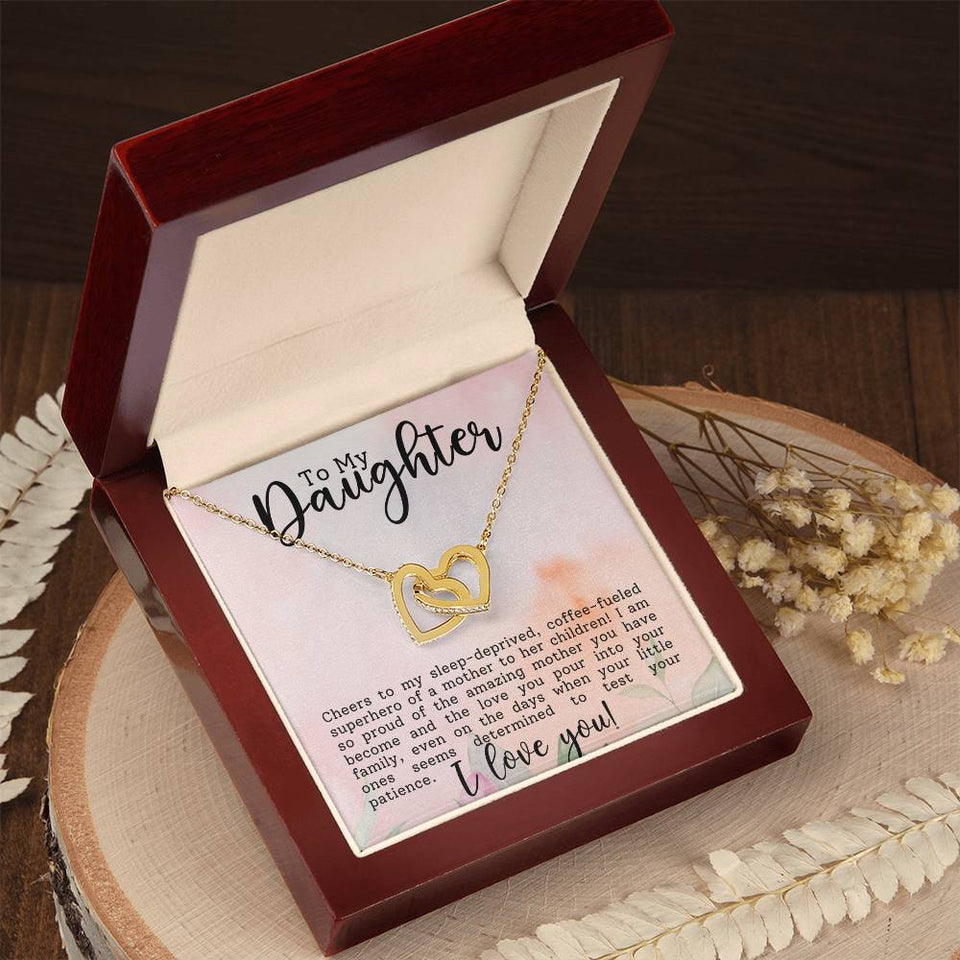 Daughter Superhero Interlocking Hearts Necklace