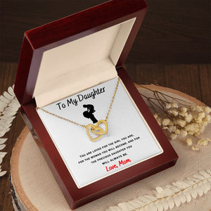 To My Daughter - Interlocking Hearts Necklace Mother & Daughter Cutout