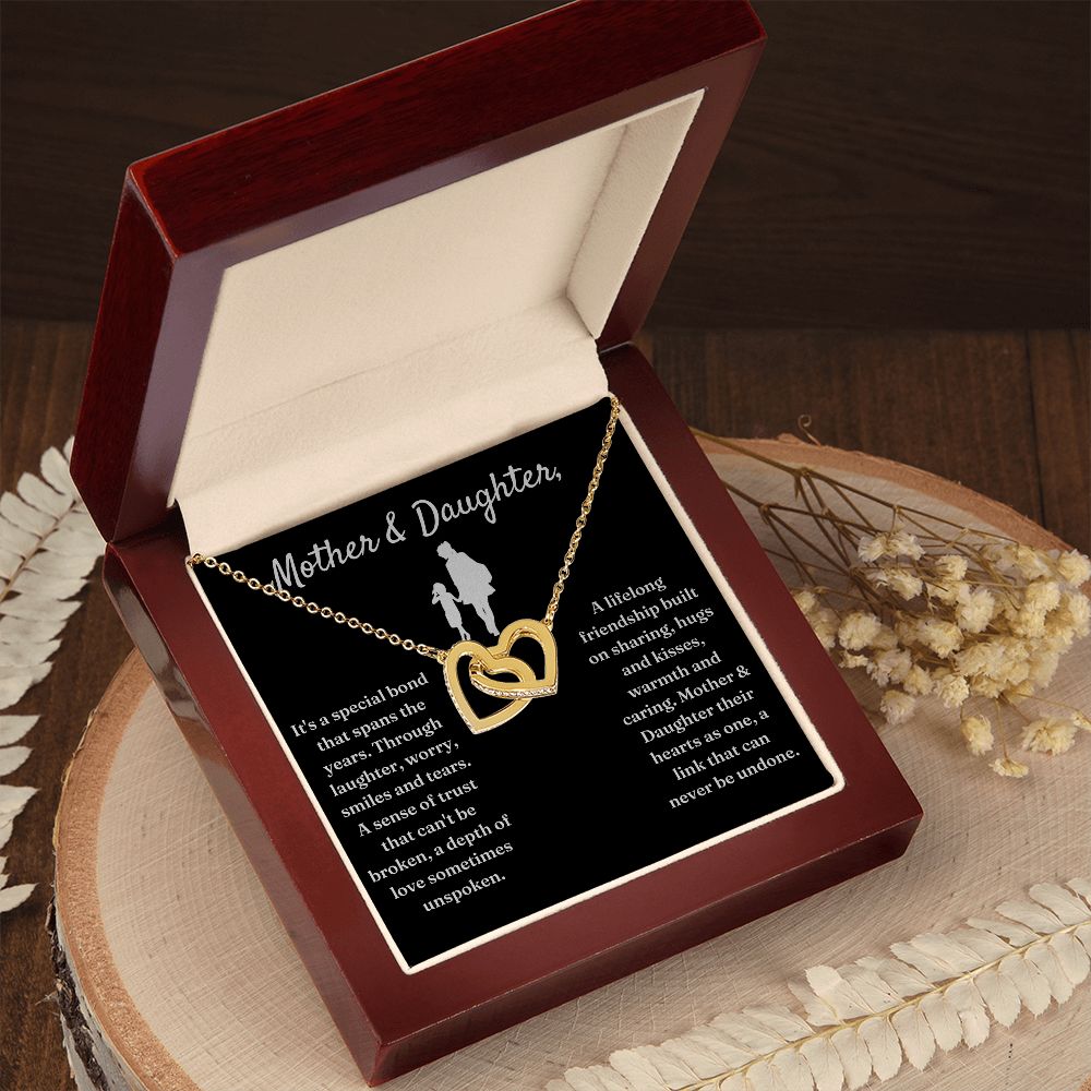 Special Bond That Spans The Years - Interlocking Hearts Necklace For Daughter