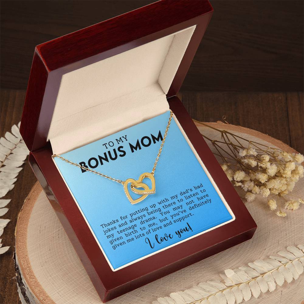 Bonus Mom Humerous Interlocking Hearts Necklace
