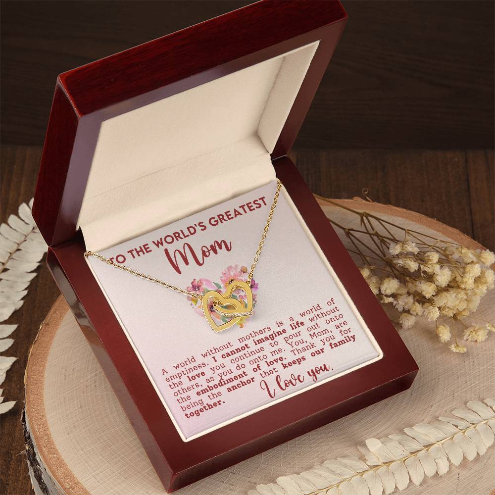 World's Greatest Mom Interlocking Hearts Necklace