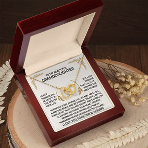 To My Beautiful Granddaughter - Always Be Brave And Be Strong - Interlocking Hearts Necklace