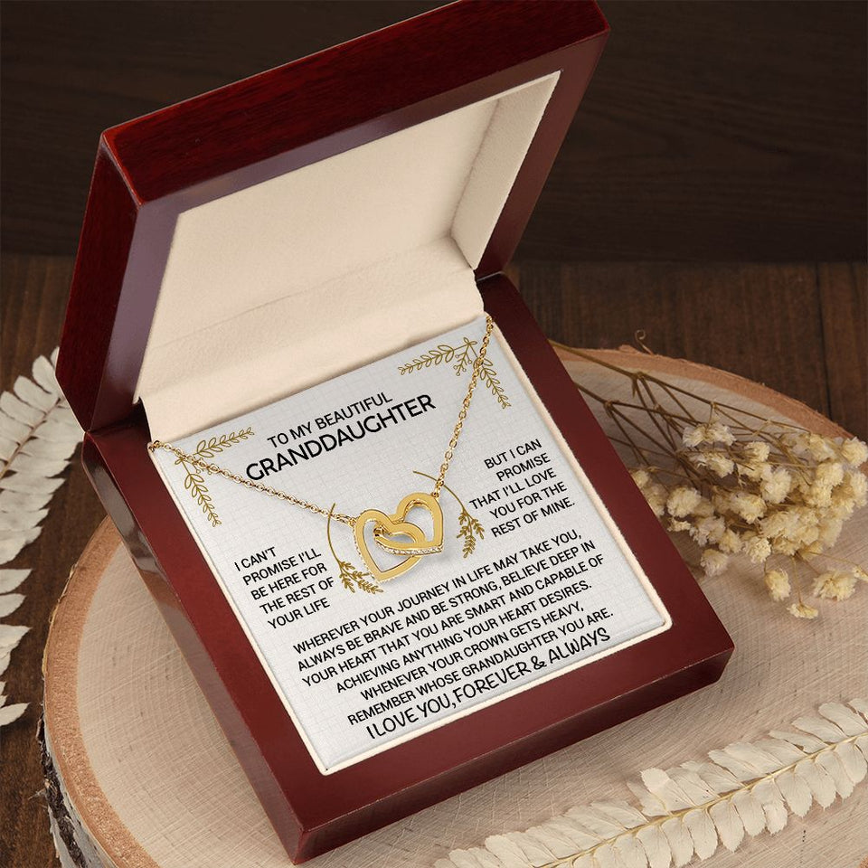 To My Beautiful Granddaughter - Always Be Brave And Be Strong - Interlocking Hearts Necklace
