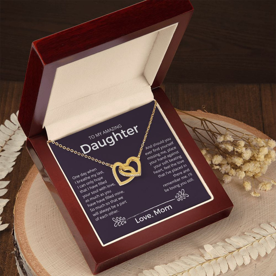 I'll Be Loving You Still - Interlocking Hearts Necklace For Daughter