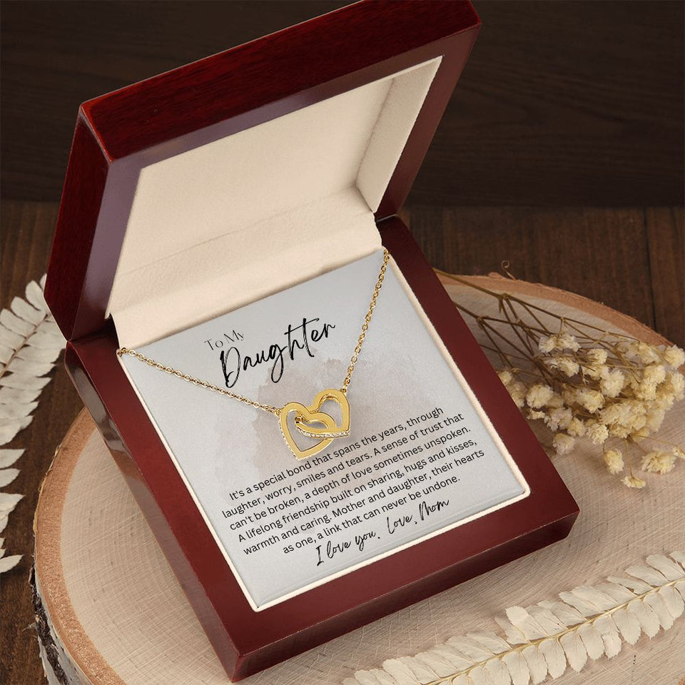 To My Daughter From Mom Interlocking Hearts Necklace Gift For Mom, necklace For Wife, Gift For Mother's Day