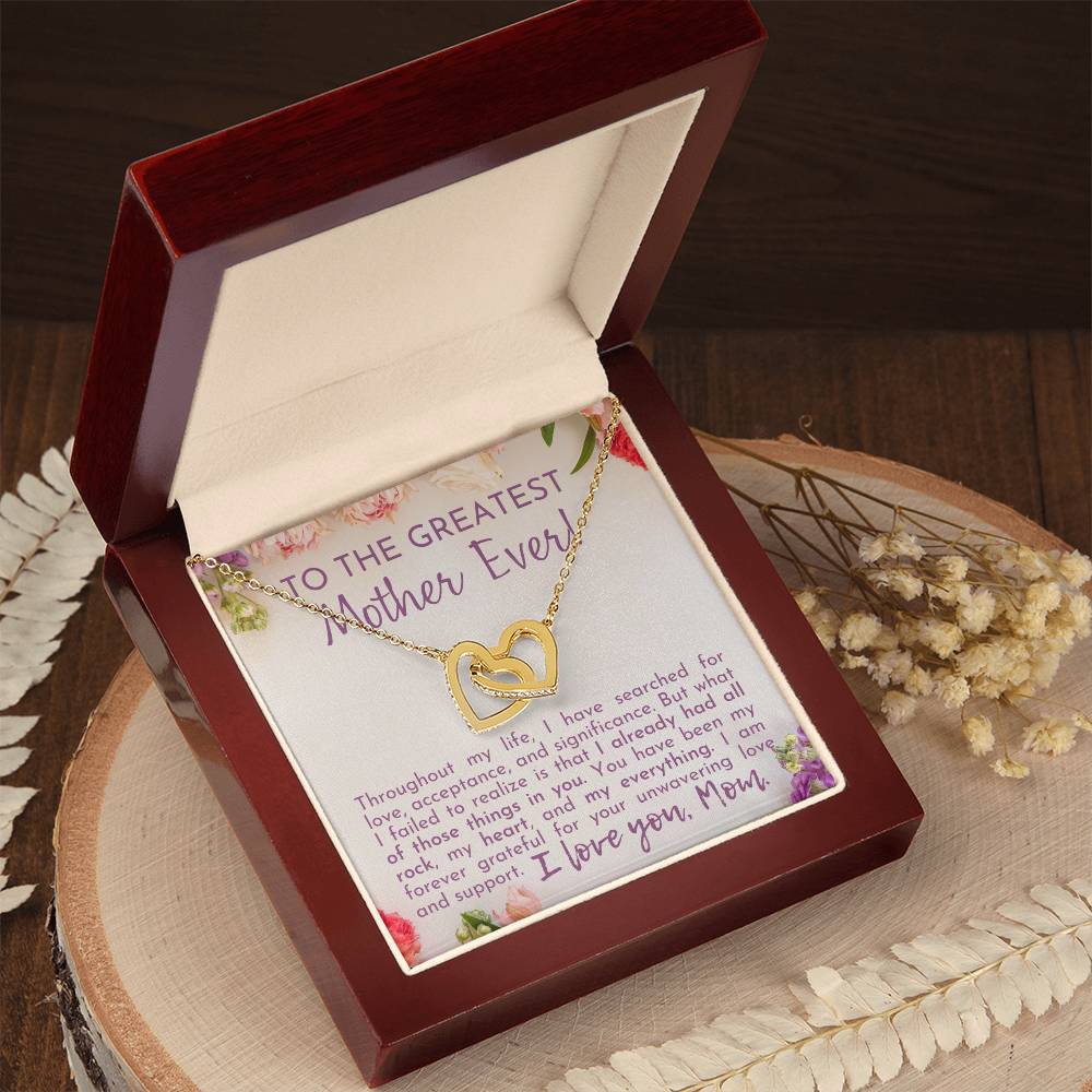 Greatest Mother Ever Interlocking Hearts Necklace