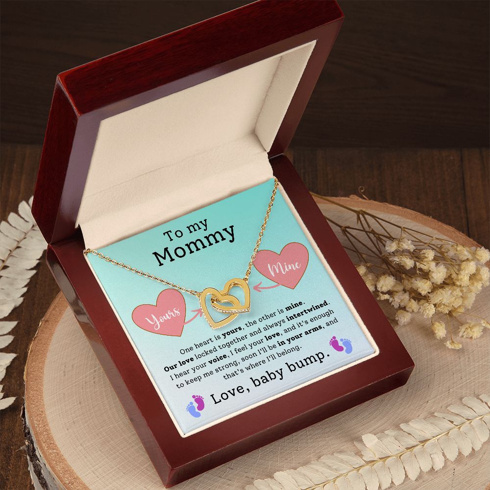 To My Mommy - I Hear Your Voice, I Feel Your Love Interlocking Hearts Necklace
