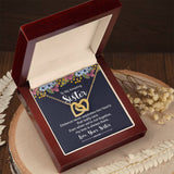 Sister-- Distance Never Separates Two Hearts - love knot necklace_artwork_original_artwork Interlocking Hearts Necklace