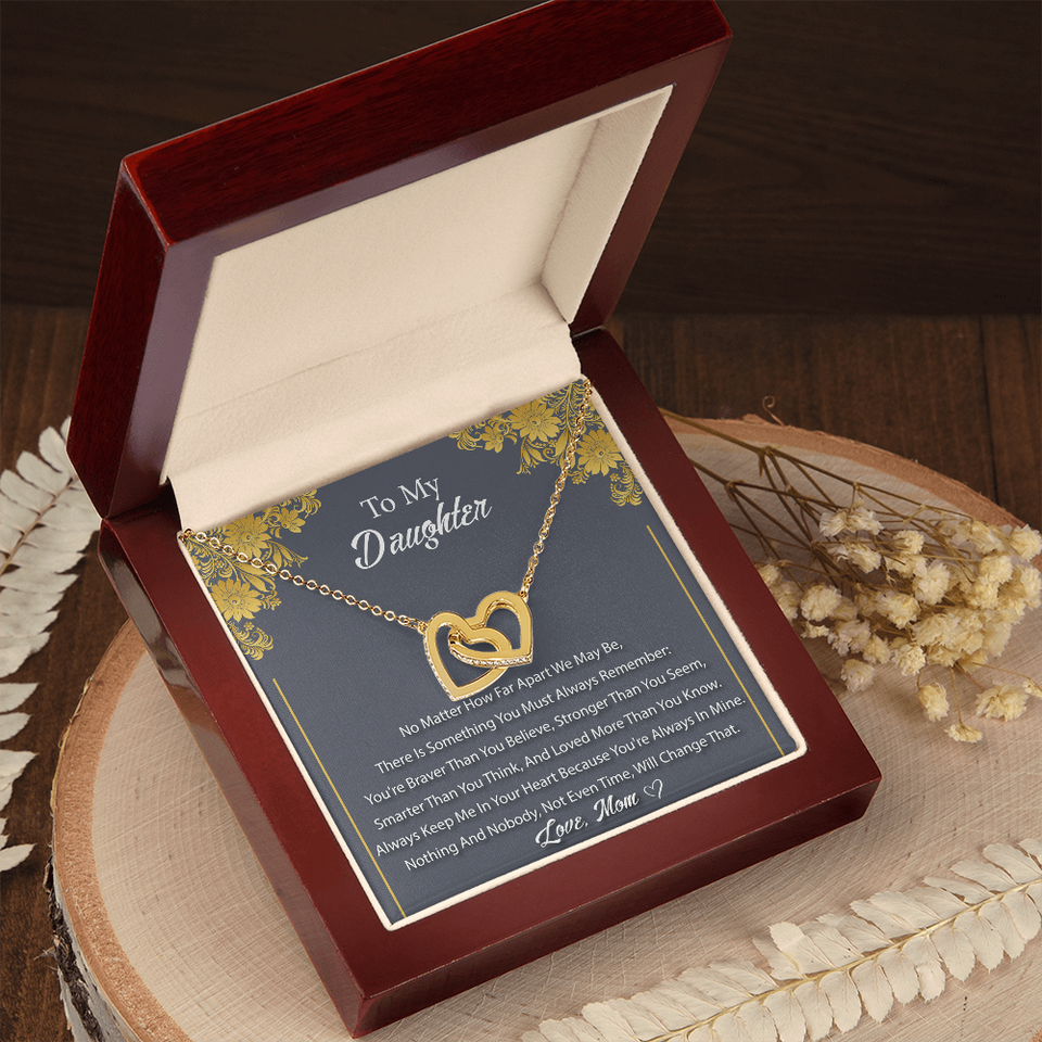 Necklace To Daughter from Mom - Gift for Birthday, Necklace for Daughter, Interlocking Hearts Necklace