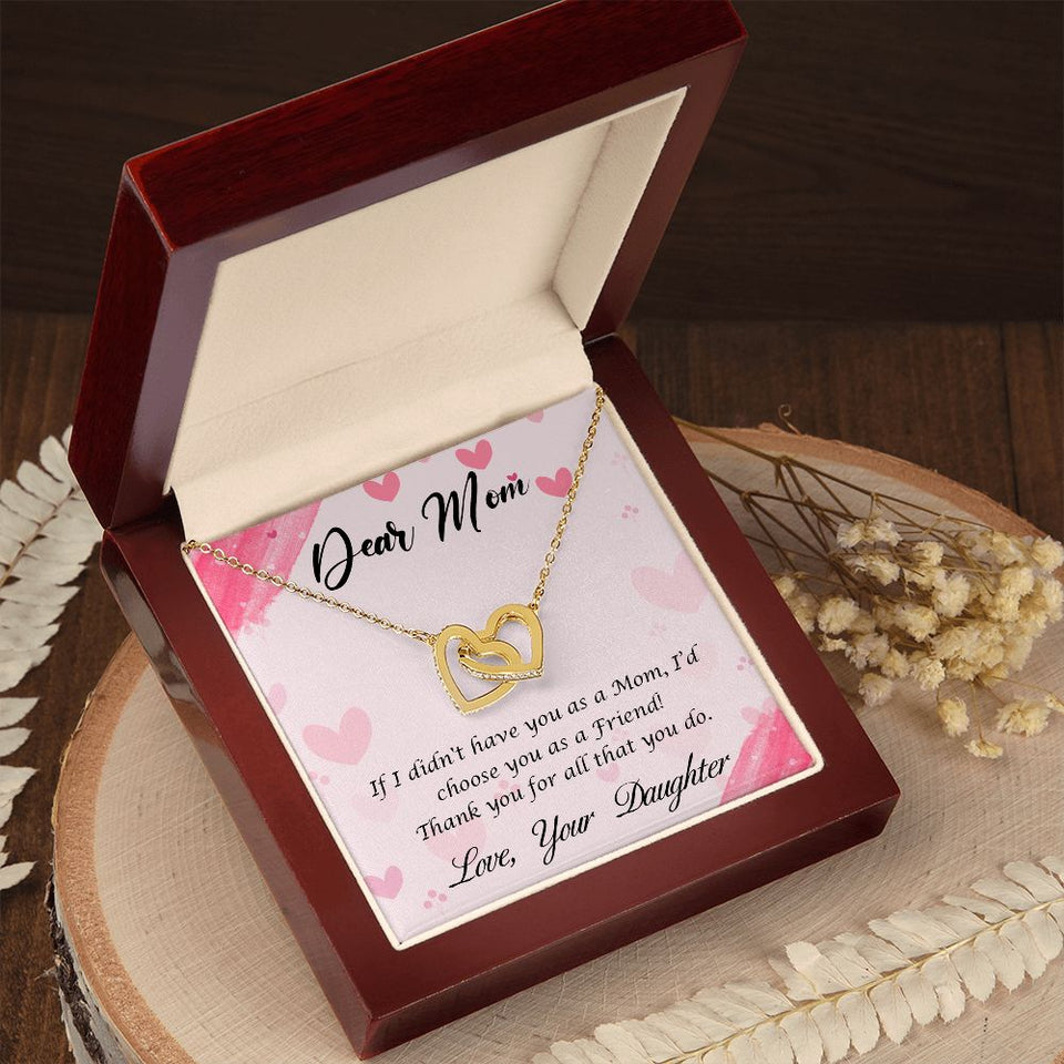 Dear Mom, Thank You Mom necklace, Interlocking Hearts Necklace