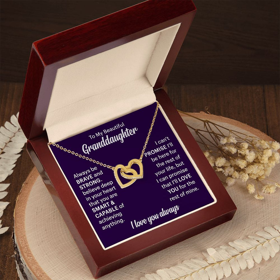 To My Beautiflul Granddaughter Necklace - I Love You Always, Interlocking Hearts Necklace