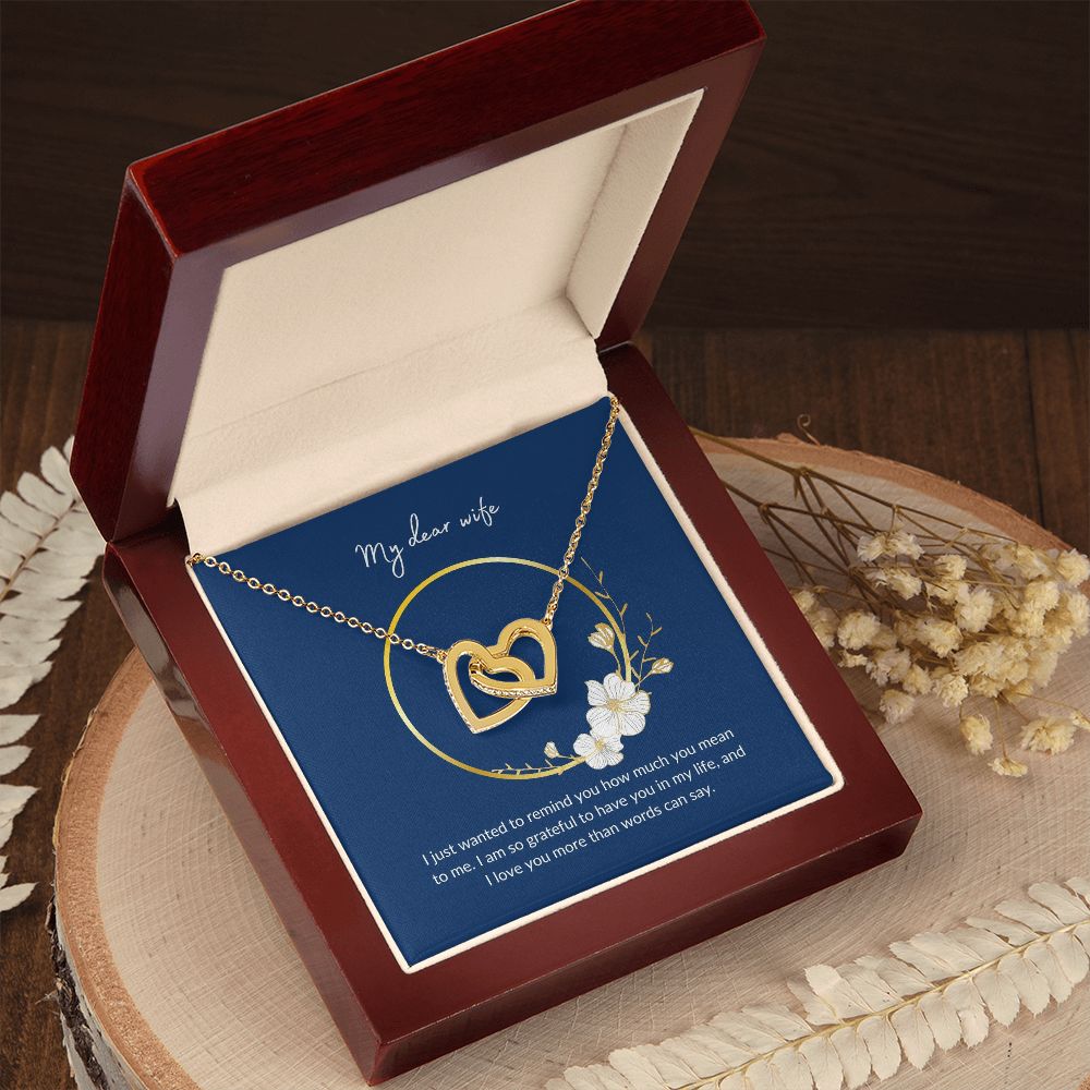 Wife - I Love You More Than Words Can Say - Interlocking Hearts Necklace