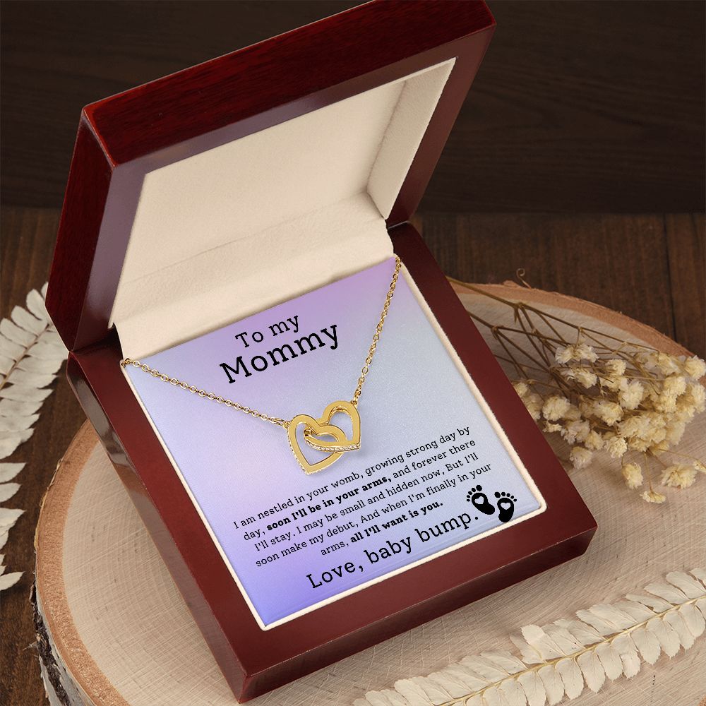 To My Mommy - Soon I'll Be In Your Arms Interlocking Hearts Necklace