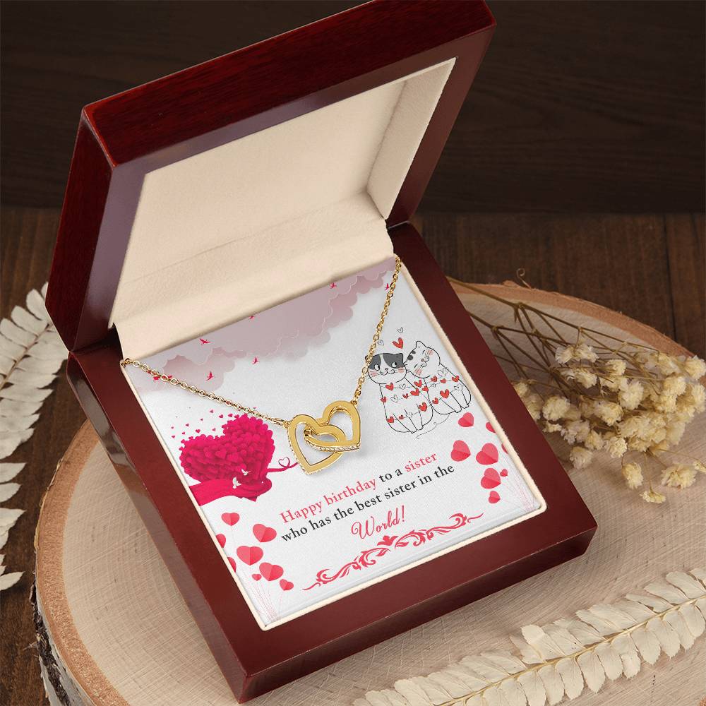 Sister Birthday Interlocking Hearts Necklace