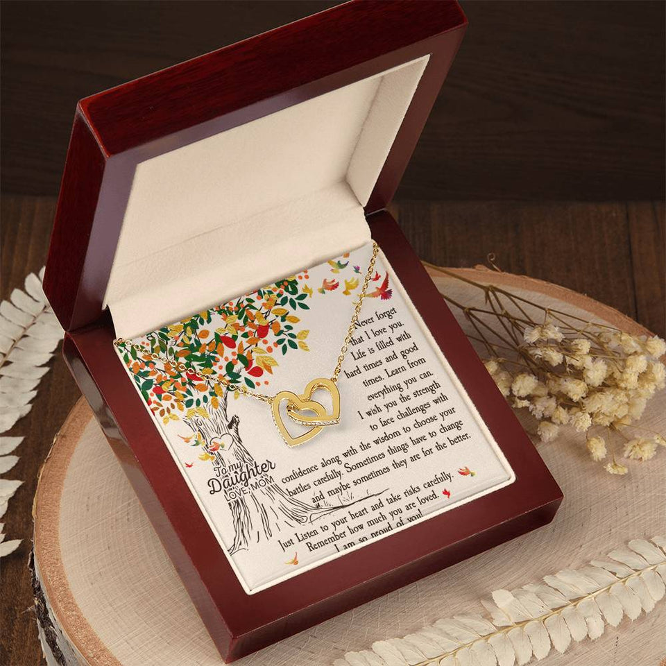 Daughter Never Forget Interlocking Hearts Necklace