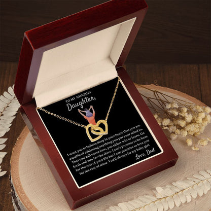 You Either Win Or Learn - Interlocking Hearts Necklace For Daughter