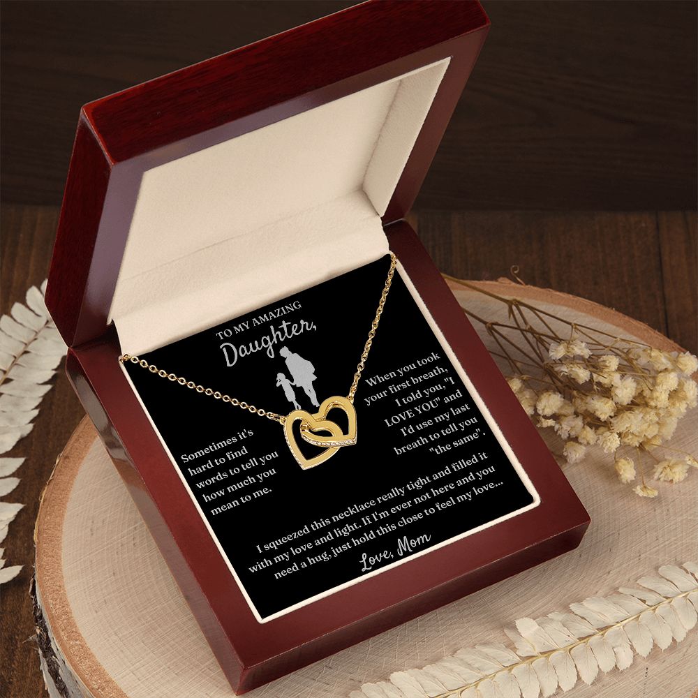 Hard To Find Words - Interlocking Hearts Necklace For Daughter