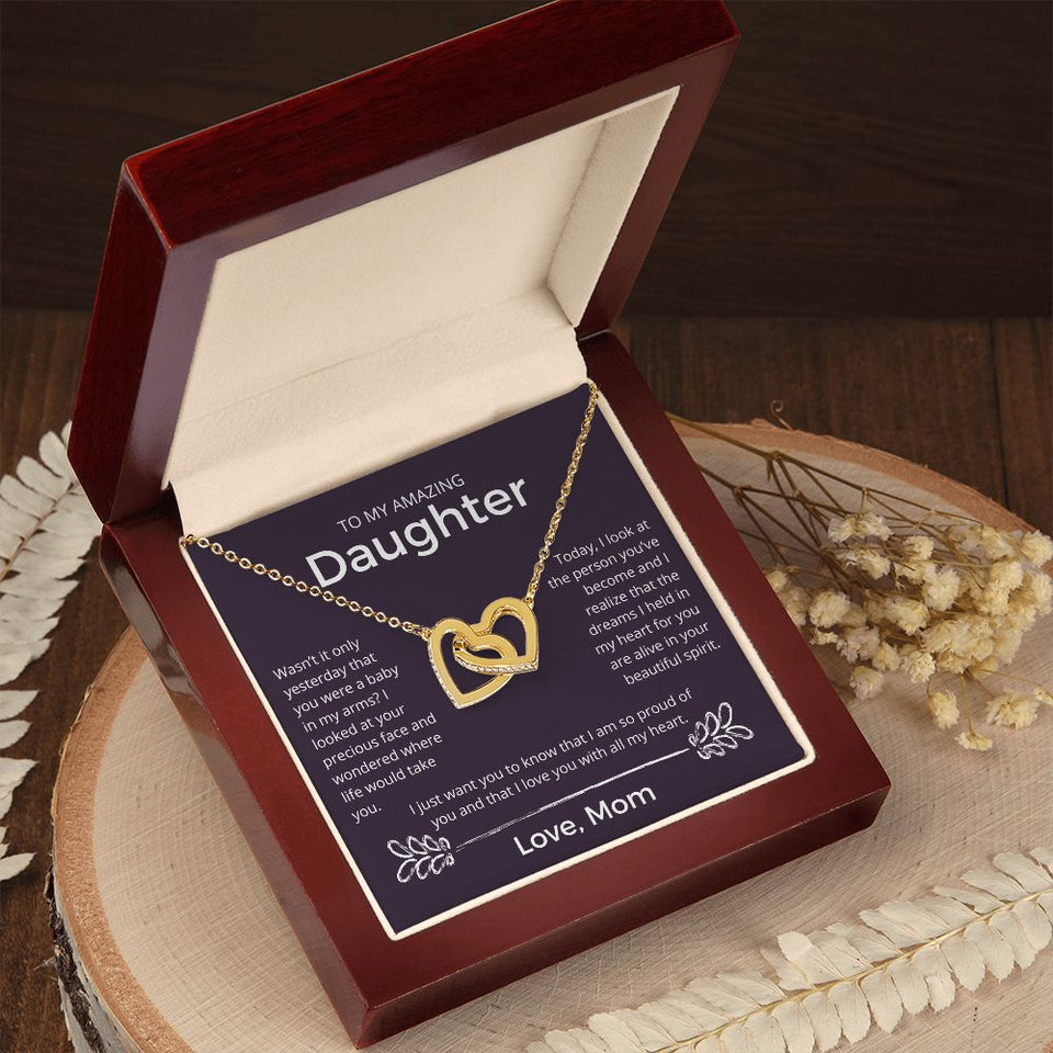 The Dreams I Held In My Heart - Interlocking Hearts Necklace For Daughter