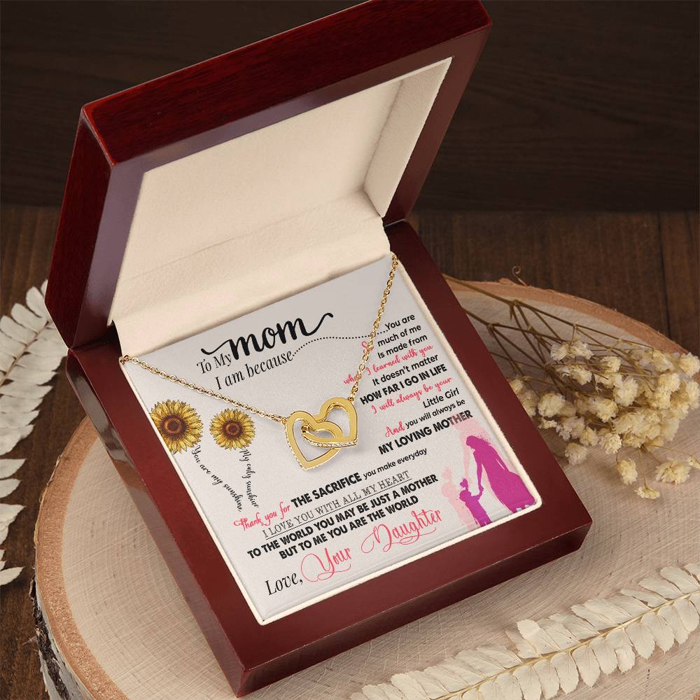 Mom You Are My Sunshine Interlocking Hearts Necklace