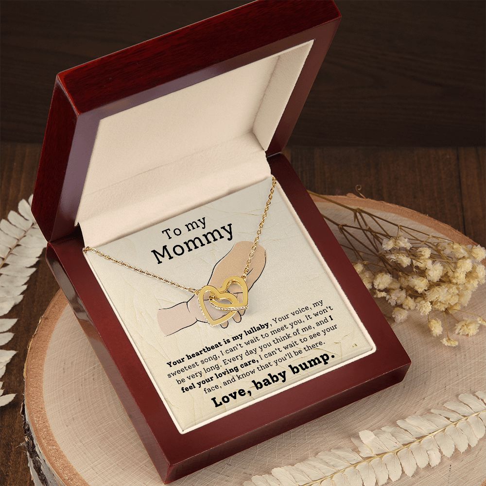 To My Mommy - Your Heartbeat Is My Lullaby Interlocking Hearts Necklace
