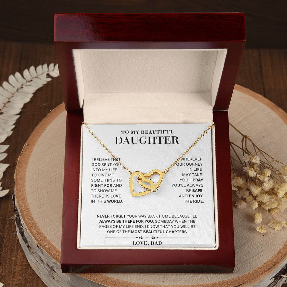 My Beautiful Daughter Necklace - Enjoy the Life - Interlocking Hearts Necklace