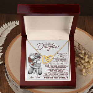 Beautiful Daughter Deep In Your Heart, Interlocking Hearts Necklace, Gift for Daughter from Dad