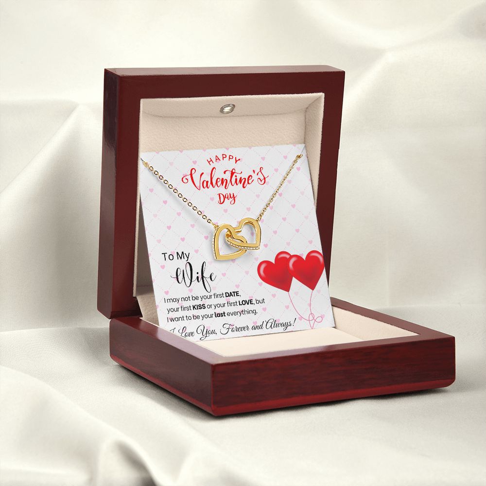 To My Wife - Interlocking Hearts Necklace - Red Balloons Gift For Mom, necklace For Wife, Gift For Mother's Day