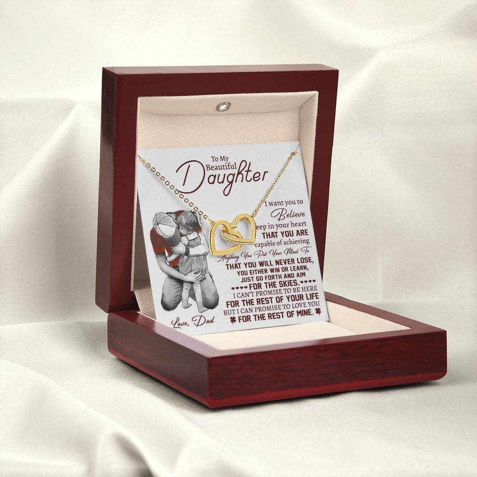 Beautiful Daughter Deep In Your Heart, Interlocking Hearts Necklace, Gift for Daughter from Dad