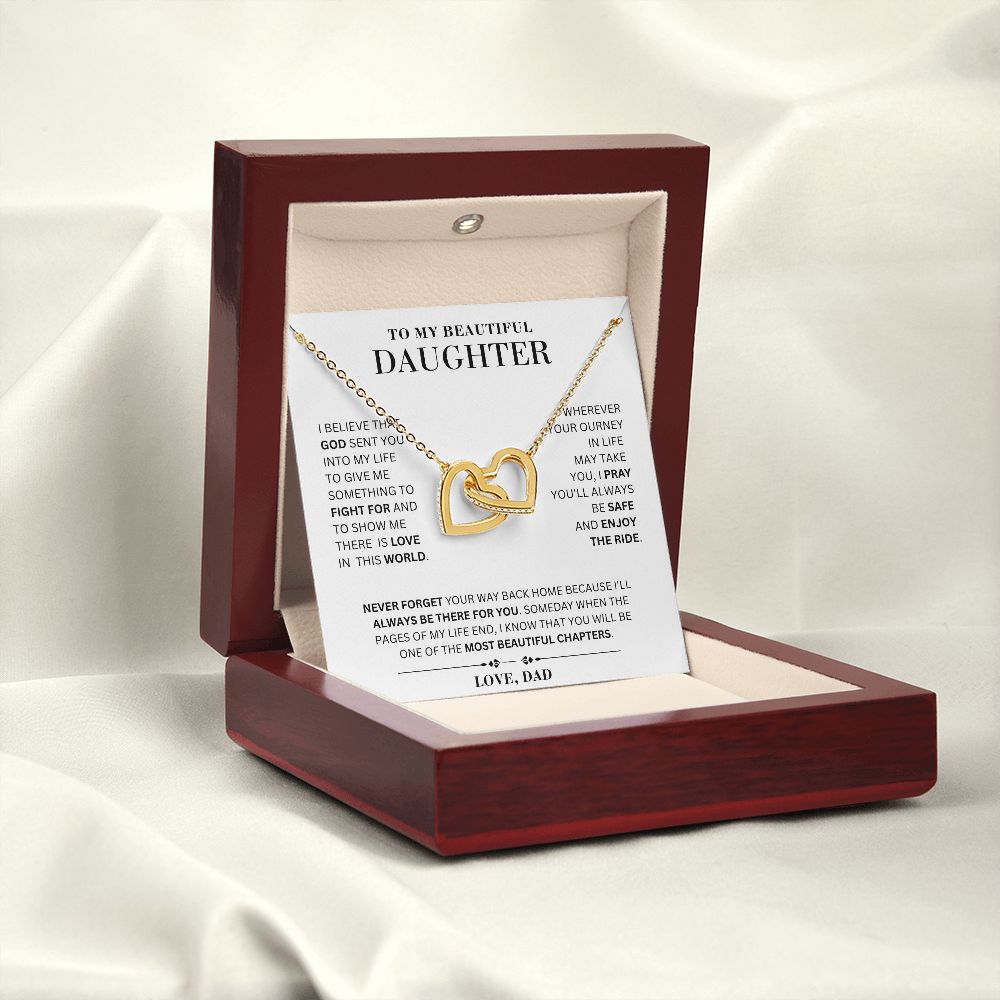 My Beautiful Daughter Necklace - Enjoy the Life - Interlocking Hearts Necklace