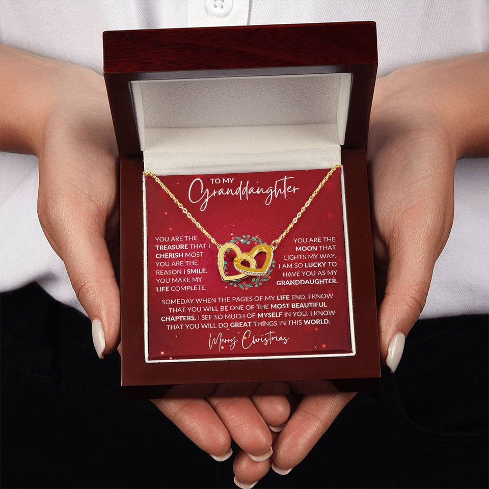 Granddaughter Christmas Interlocking Hearts Necklace Gift