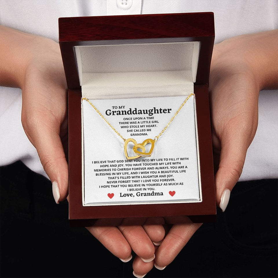 Necklace For Granddaughter From Grandma - I Believe In You Necklace - Interlocking Hearts Necklace
