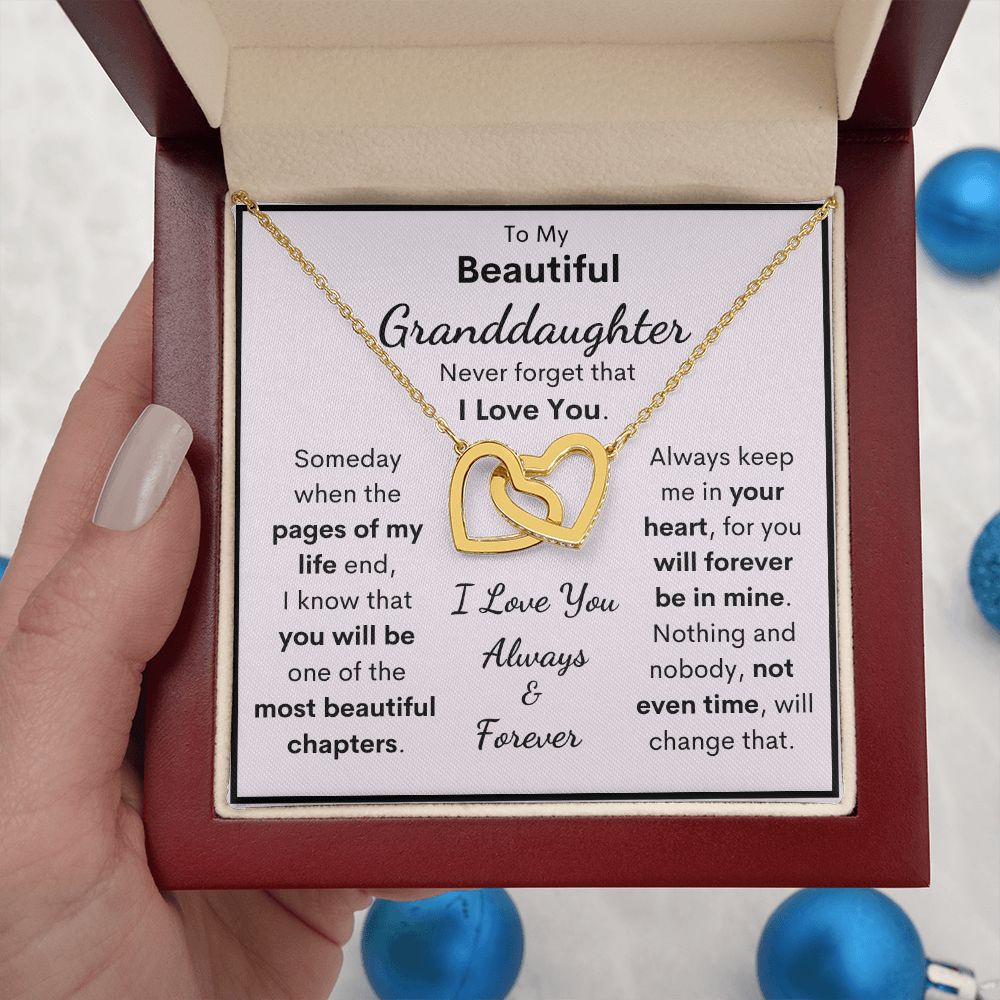 To My Beautiful Granddaughter Necklace, Someday When The Pages Of My Life End, Interlocking Hearts Necklace, Necklace for Granddaughter