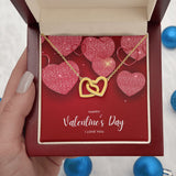 Happy Valentine's Day Interlocking Hearts Pendant Necklace Gift For Mom, necklace For Wife, Gift For Mother's Day