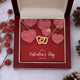 Happy Valentine's Day Interlocking Hearts Pendant Necklace Gift For Mom, necklace For Wife, Gift For Mother's Day