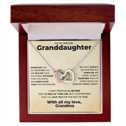 Necklace for Granddaughter - Heart Holds You, With all my love, Grandma - Gift for Granddaughter, Interlocking Hearts Necklace
