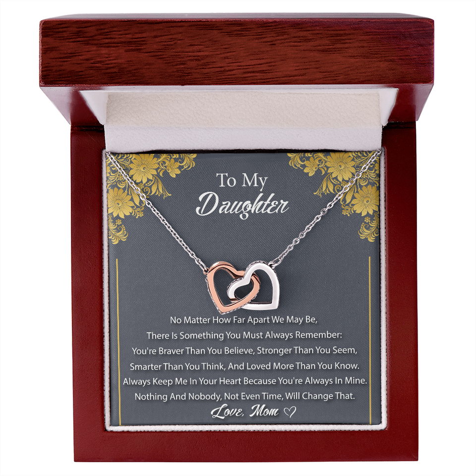 Necklace To Daughter from Mom - Gift for Birthday, Necklace for Daughter, Interlocking Hearts Necklace