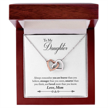 Daughter Always Remember Interlocking Hearts Necklace