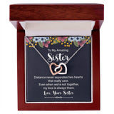 Sister-- Distance Never Separates Two Hearts - love knot necklace_artwork_original_artwork Interlocking Hearts Necklace