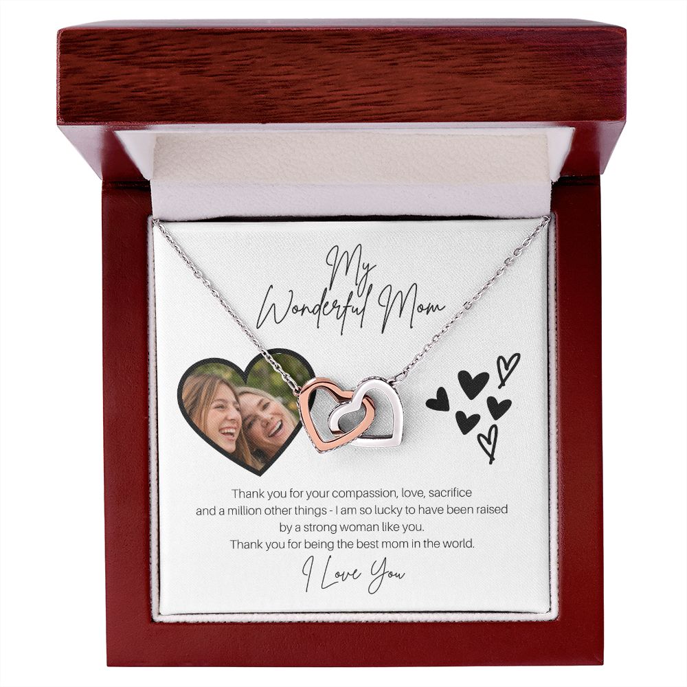 My Wonderful Mom Best Mom In the World Interlocking Hearts Necklace From Daughter Son, Mother's Day Gift