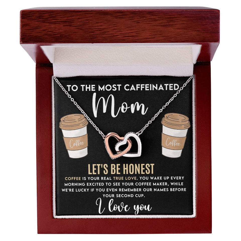 Caffeinated Mom Interlocking Hearts Necklace