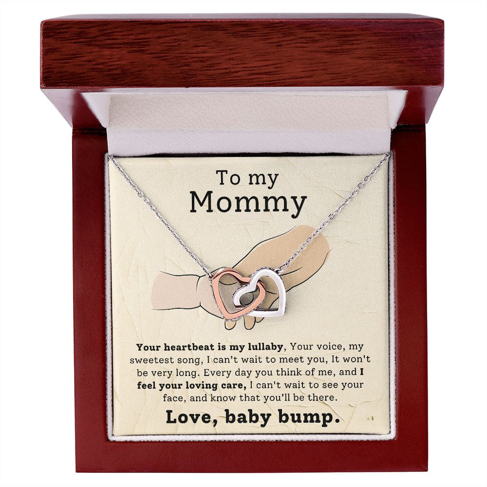 To My Mommy - Your Heartbeat Is My Lullaby Interlocking Hearts Necklace