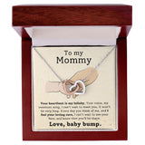 To My Mommy - Your Heartbeat Is My Lullaby Interlocking Hearts Necklace