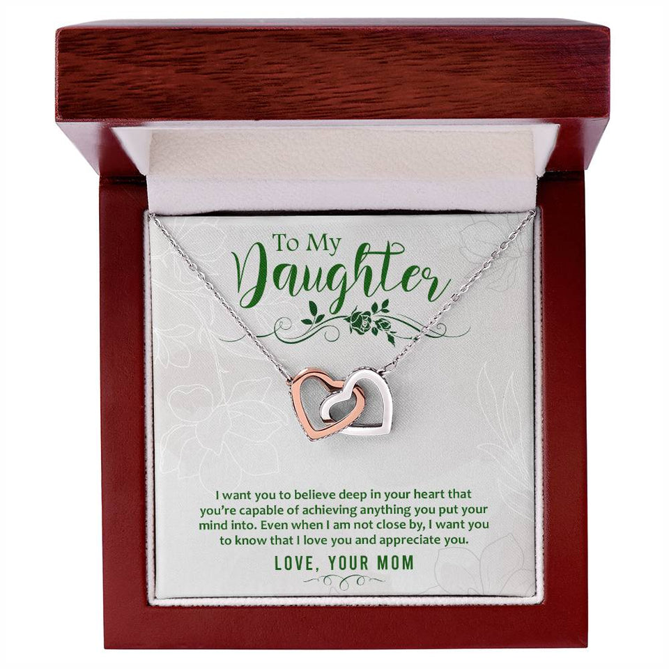 Daughter Believe Interlocking Hearts Necklace