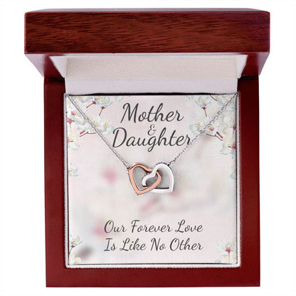 Mother and Daughter Like No Other Interlocking Hearts Necklace