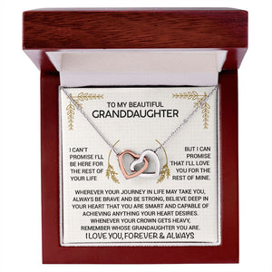 To My Beautiful Granddaughter - Always Be Brave And Be Strong - Interlocking Hearts Necklace
