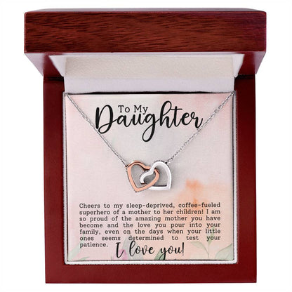 Daughter Superhero Interlocking Hearts Necklace